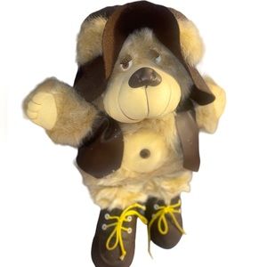 VTG H. Wedemeyer Stuffed Brown Bear with Felt Hat & Lace Up Boots 15"